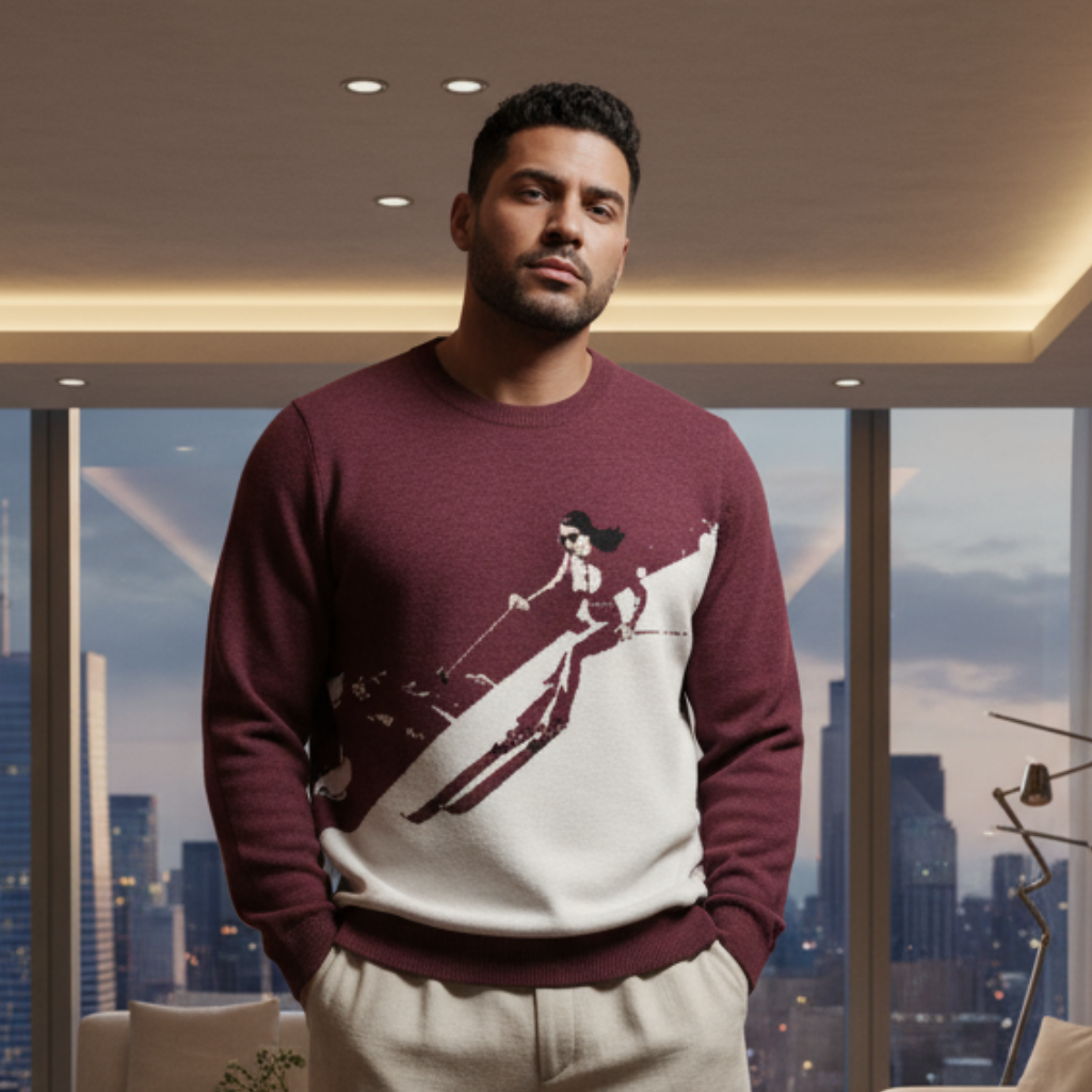 Unisex Knit Sweater WINE TO ASSETS in Burgundy | Limited #012