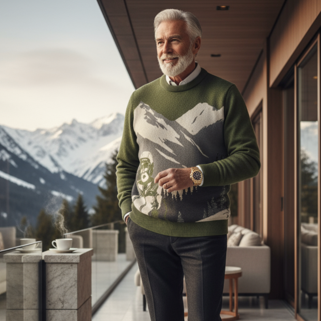 Unisex Knit Sweater PINNACLE SPIRIT in Olive | Limited #020