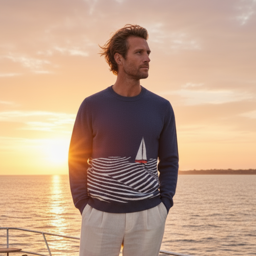 Unisex Knit Sweater SAIL FREE in Navy | Limited #028