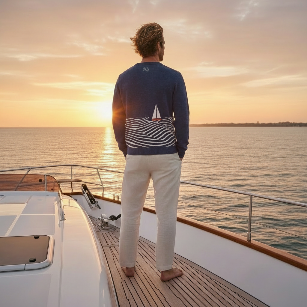 Unisex Knit Sweater SAIL FREE in Navy | Limited #028