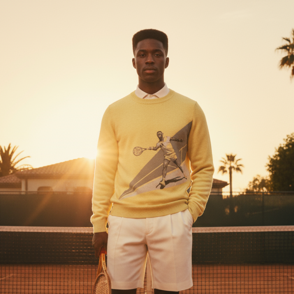 Unisex Knit Sweater TENNIS STRIKE in Mellow | Limited #031