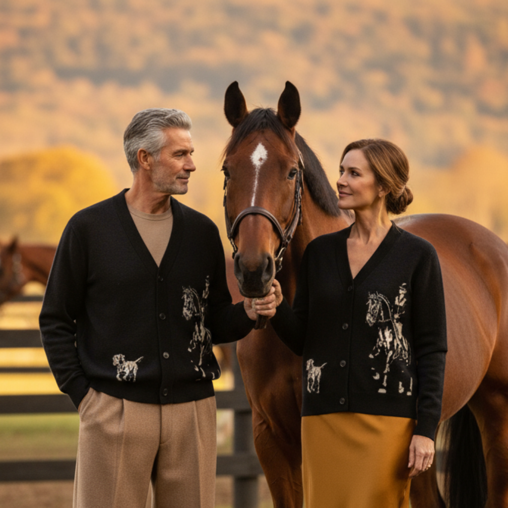 Unisex Knit Cardigan HUNTING RIDE in Black | Limited #032