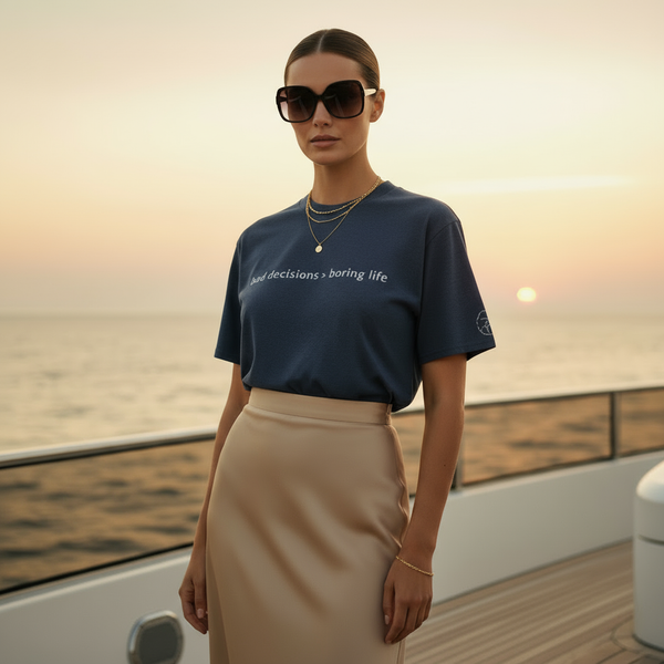 Unisex Knit Tee LIFE DECISIONS in Navy | Limited #024