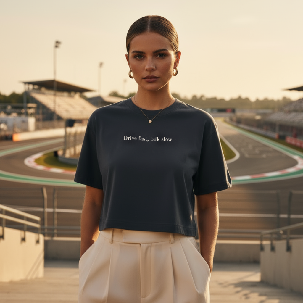 Crop Top Tee DRIVE FAST in Off-Black | Limited #008