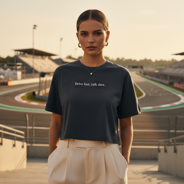 Crop Top Tee DRIVE FAST in Off-Black | Limited #008