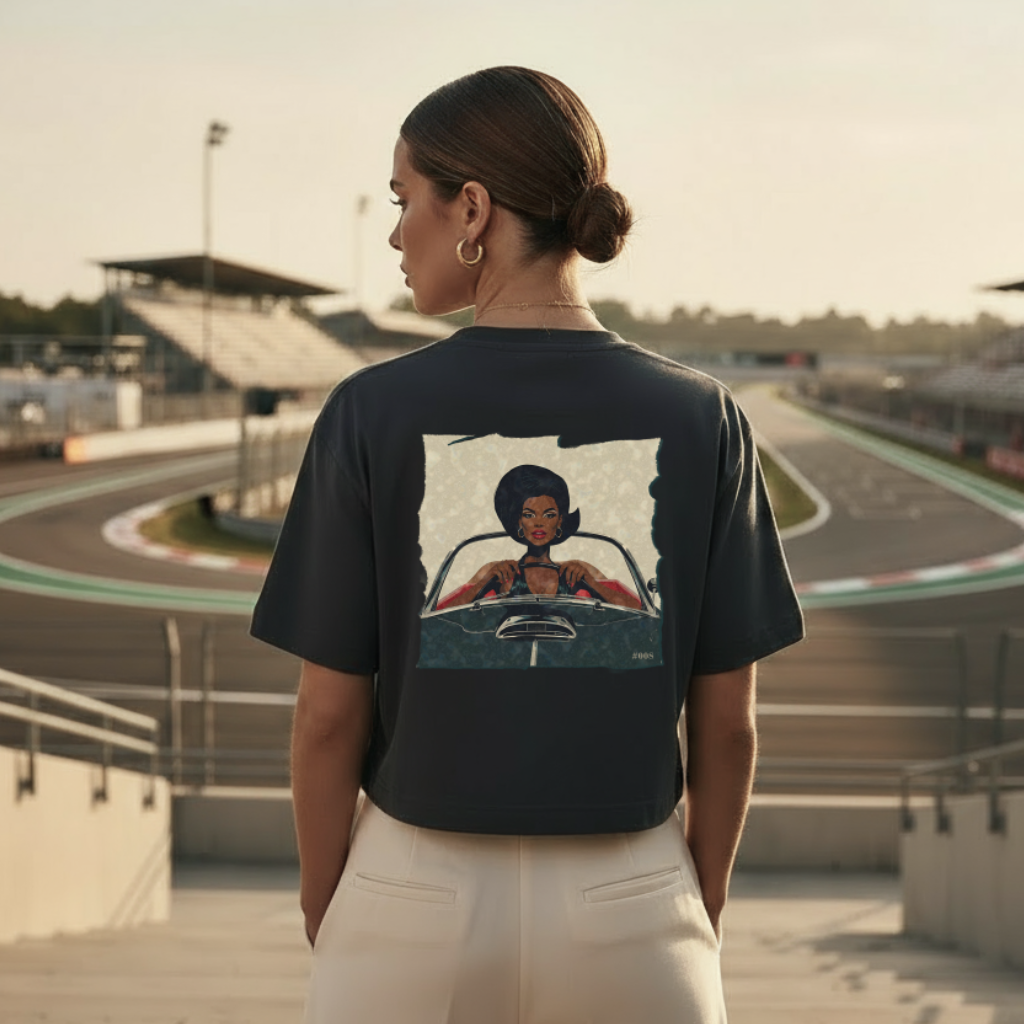 Crop Top Tee DRIVE FAST in Off-Black | Limited #008