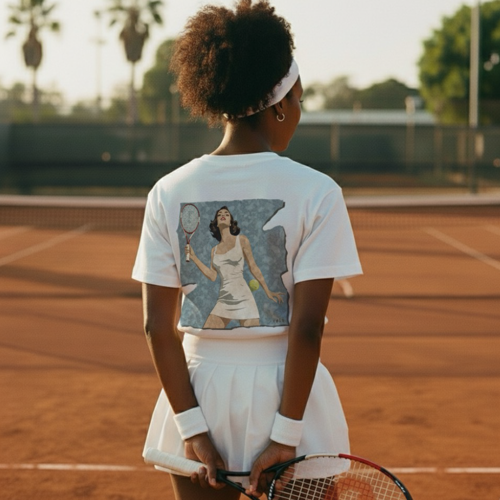 Oversized Tee COURT QUEEN in Off-White | Limited #015