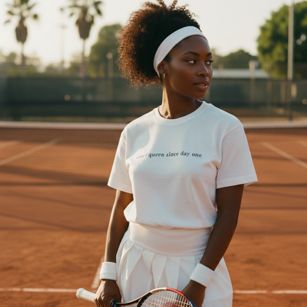 Oversized Tee COURT QUEEN in Off-White | Limited #015