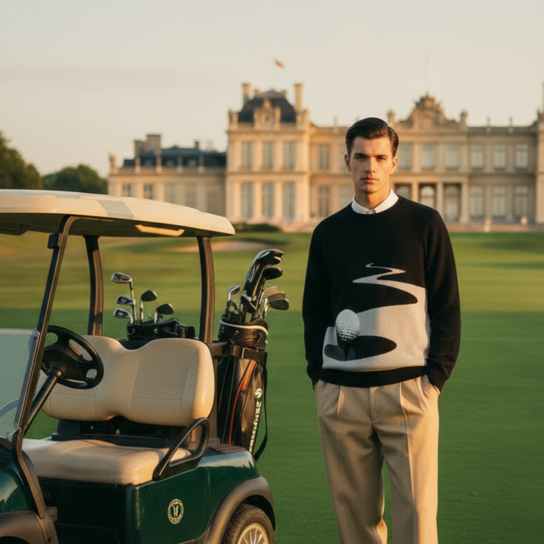 Unisex Knit Sweater GOLF EDGE in Black | Limited #027