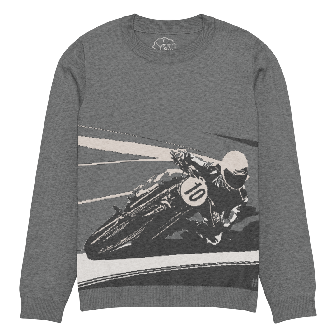 Unisex Knit Sweater MOTO RUSH in Dark Grey | Limited #029