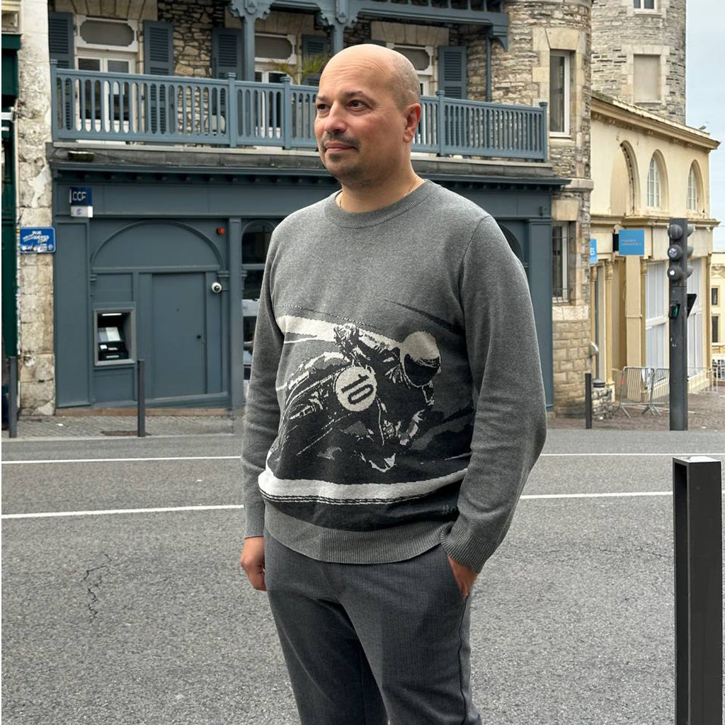 Unisex Knit Sweater MOTO RUSH in Dark Grey | Limited #029