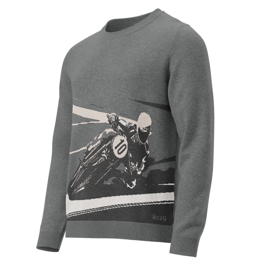 Unisex Knit Sweater MOTO RUSH in Dark Grey | Limited #029