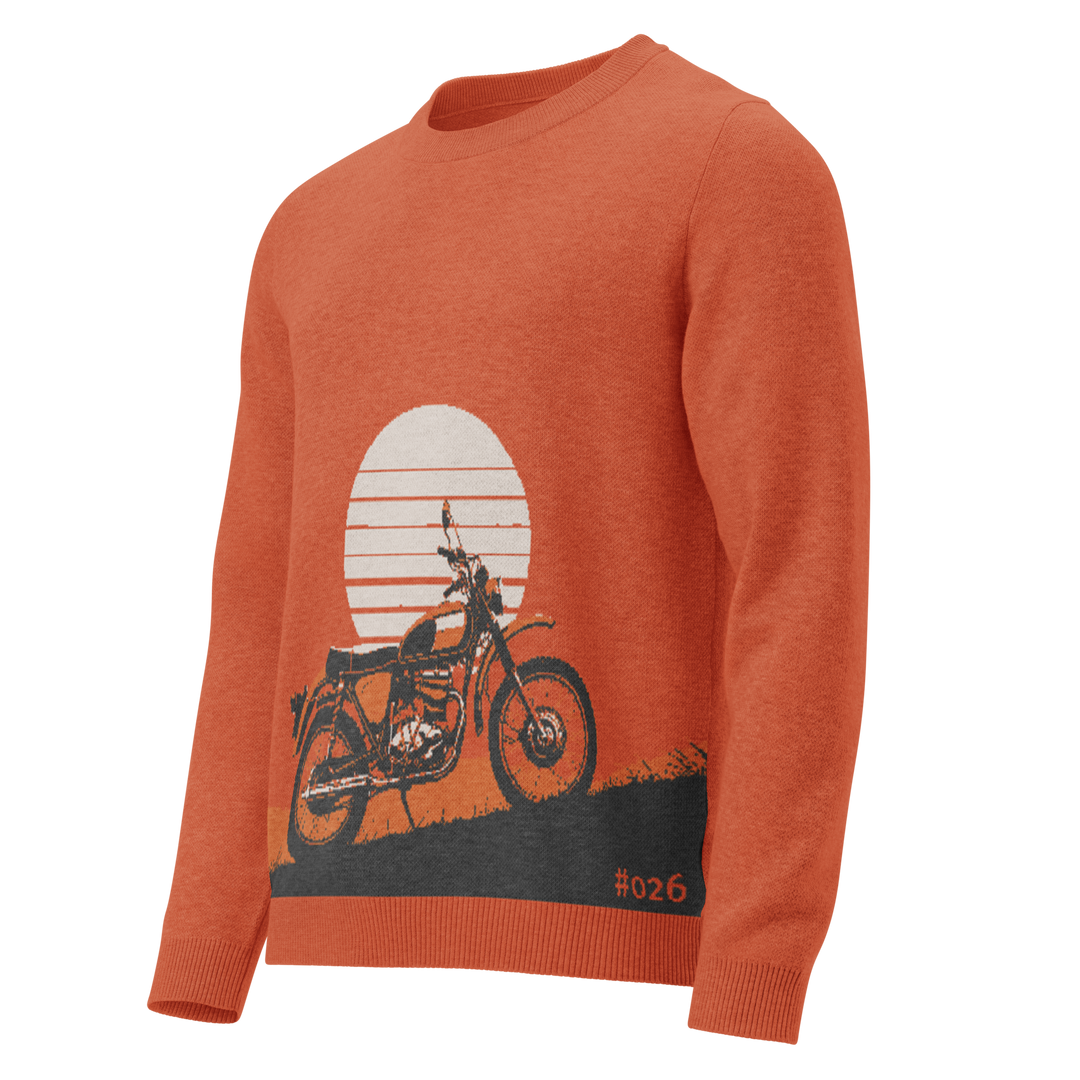Unisex Knit Sweater SUNSET RIDE in Burn Orange | Limited #026