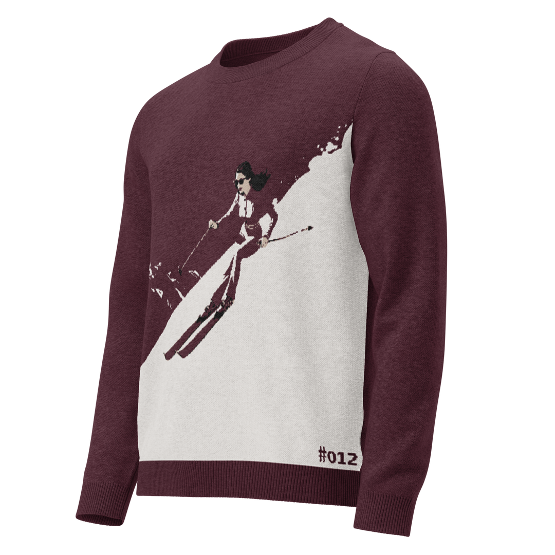 Unisex Knit Sweater WINE TO ASSETS in Burgundy | Limited #012