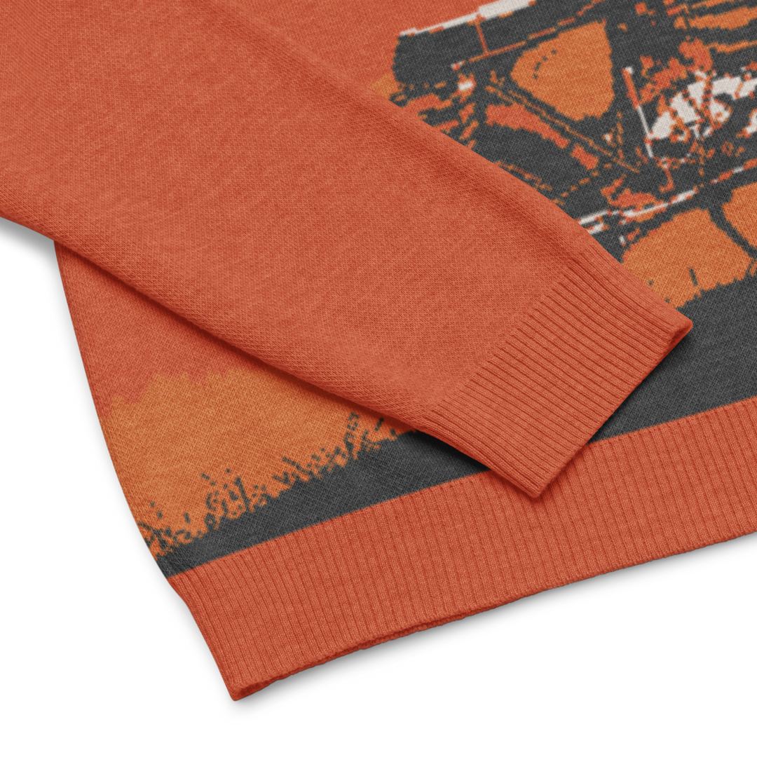 Unisex Knit Sweater SUNSET RIDE in Burn Orange | Limited #026