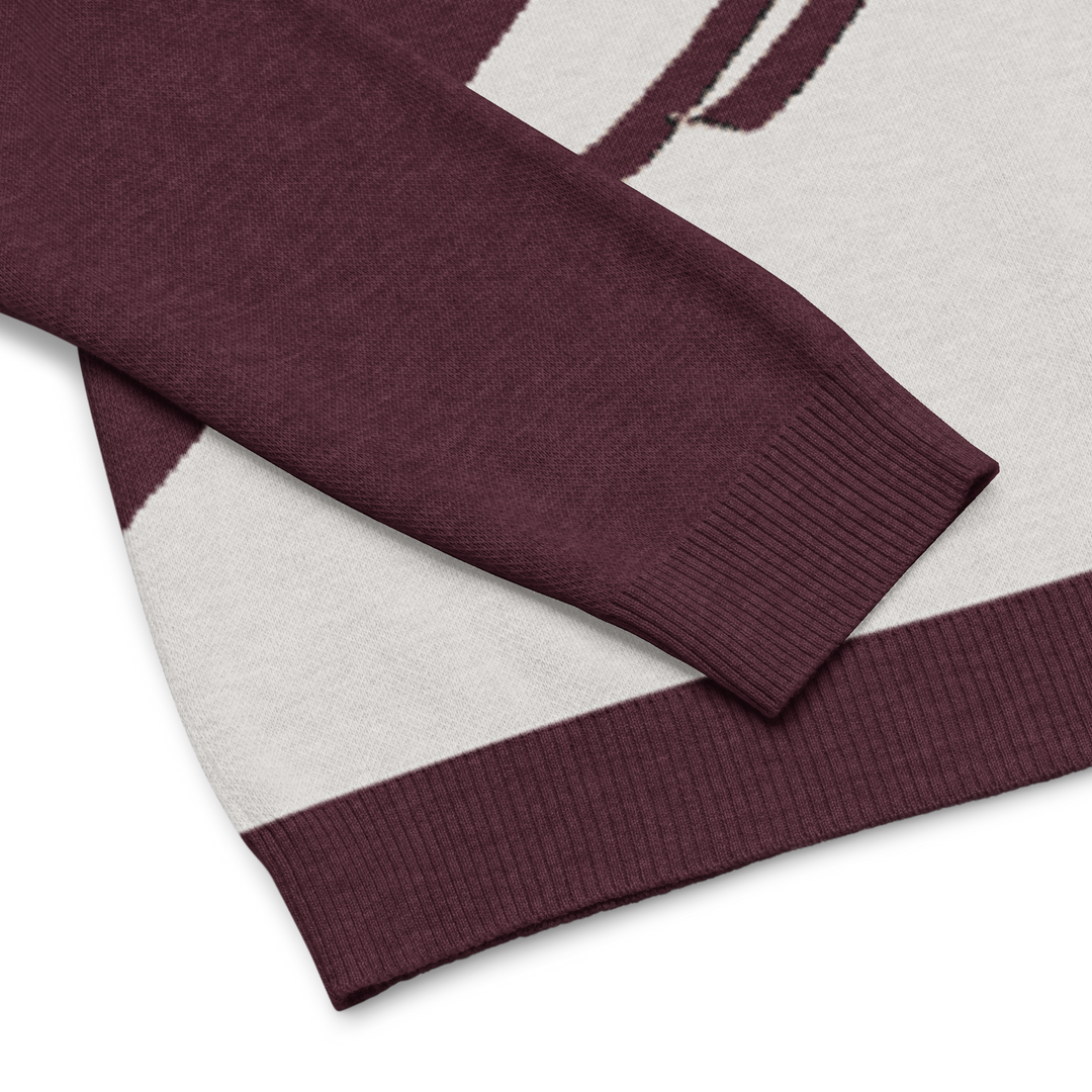 Unisex Knit Sweater WINE TO ASSETS in Burgundy | Limited #012