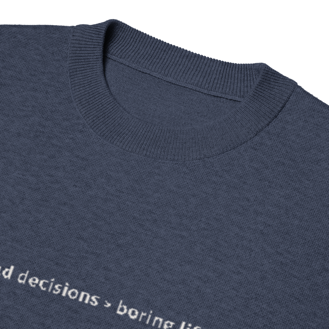 Unisex Knit Tee LIFE DECISIONS in Navy | Limited #024