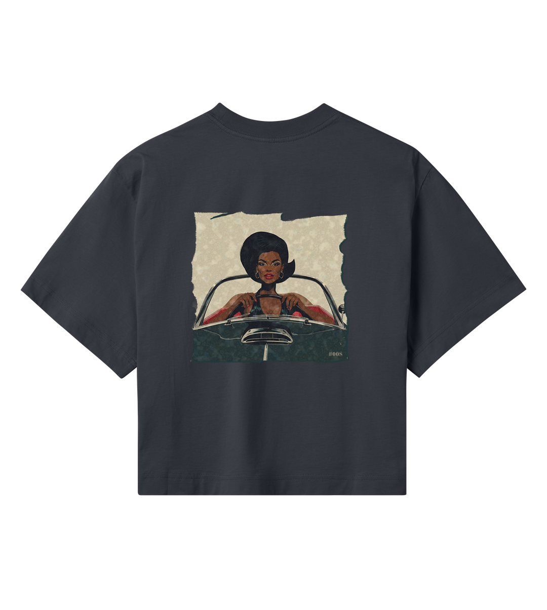 Crop Top Tee DRIVE FAST in Off-Black | Limited #008