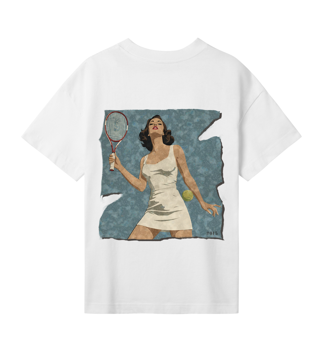 Oversized Tee COURT QUEEN in Off-White | Limited #015