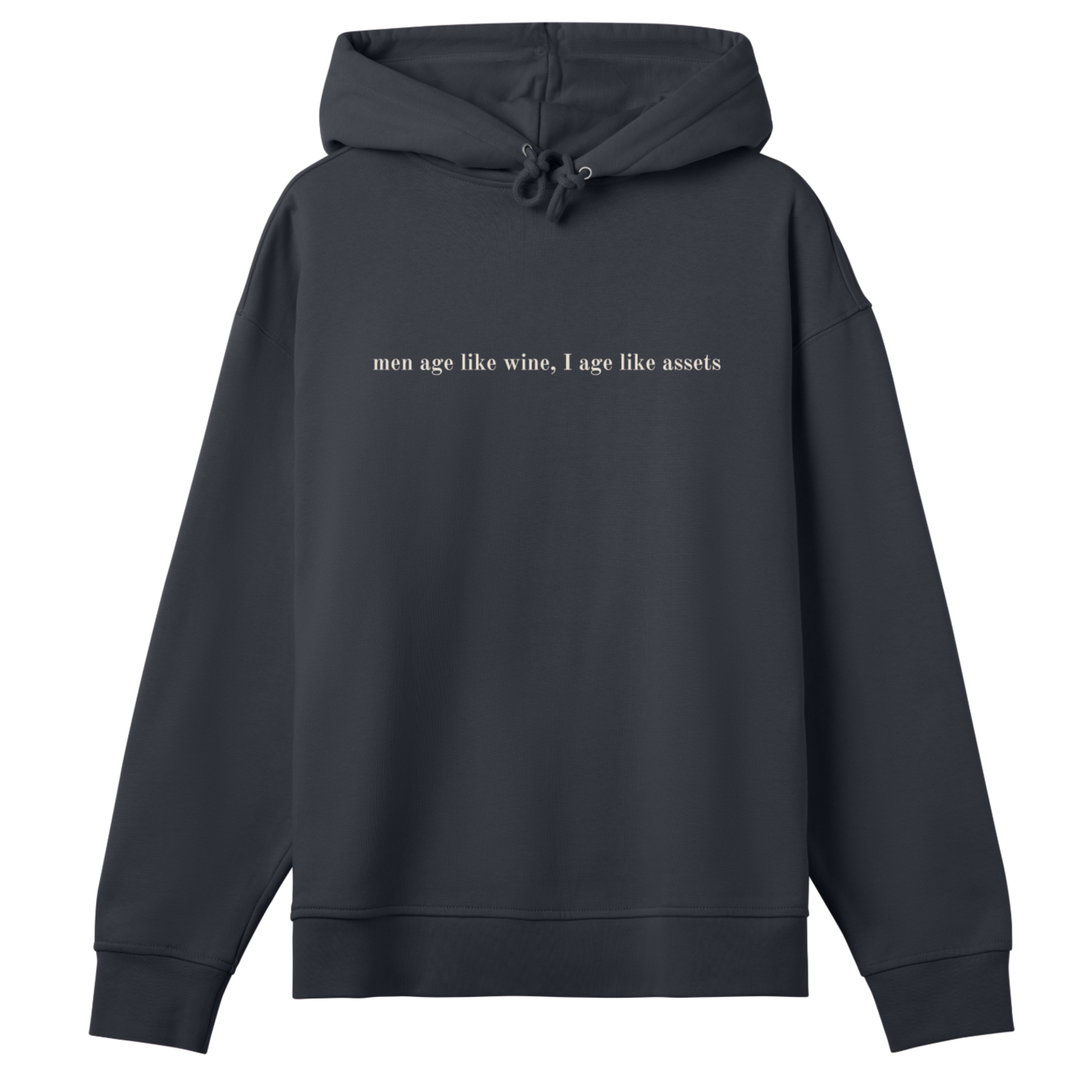 Oversized Hoodie WINE TO ASSETS in Off-Black | Limited #012