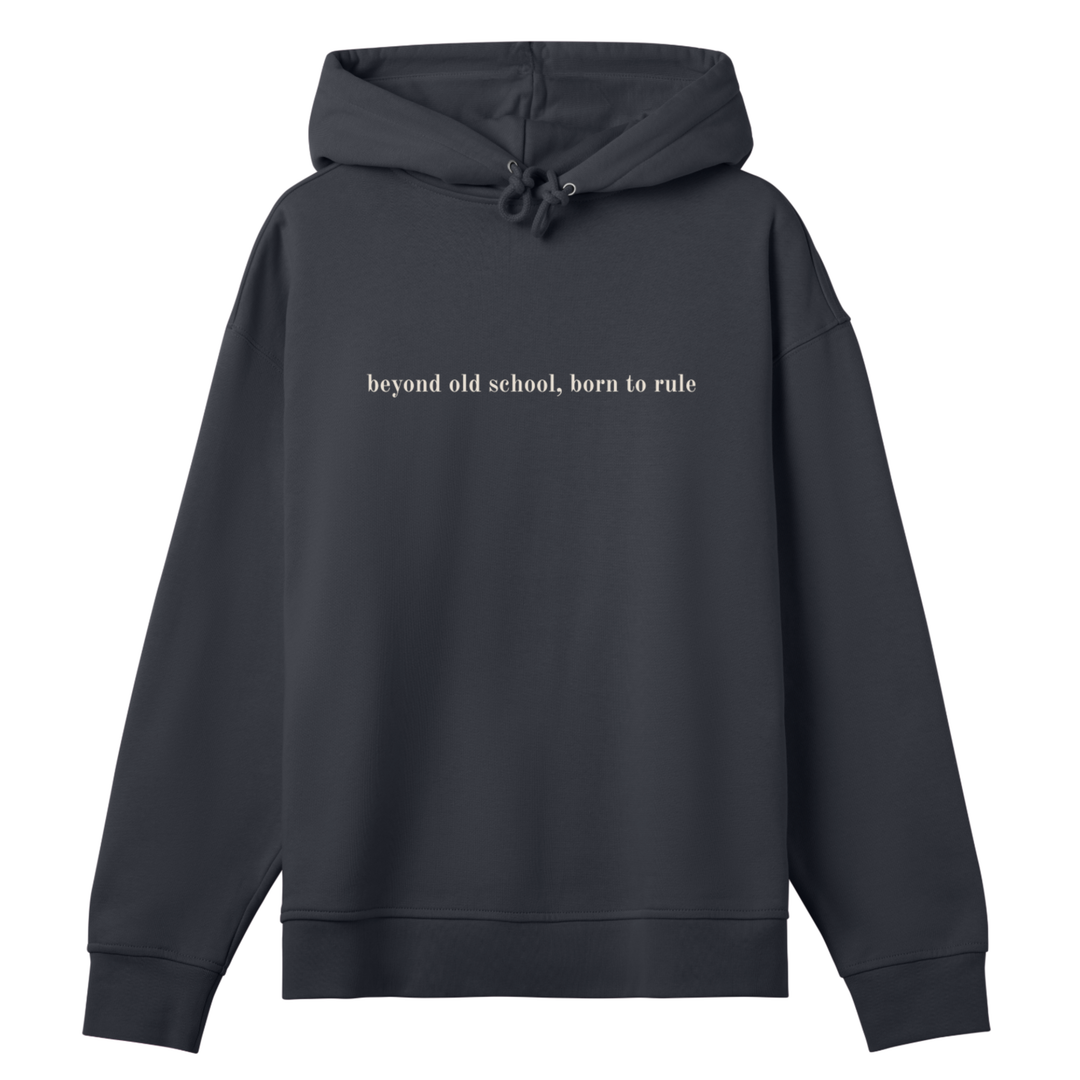 Oversized Hoodie BORN TO RULE in Off-Black | Limited #003