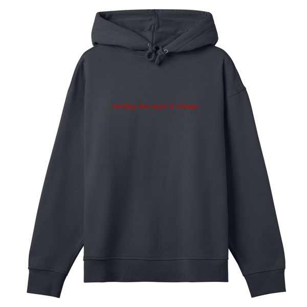 Oversized Hoodie RED FLAG in Off-Black | Limited #006